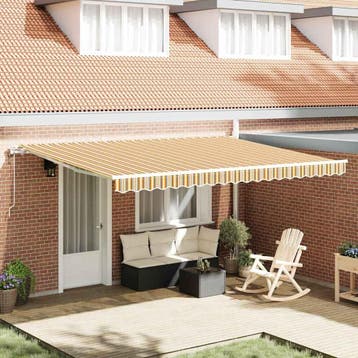 vidaXL Uitschuifbare luifel Meerkleurig 450 × 300 cm Stof en, Verzenden