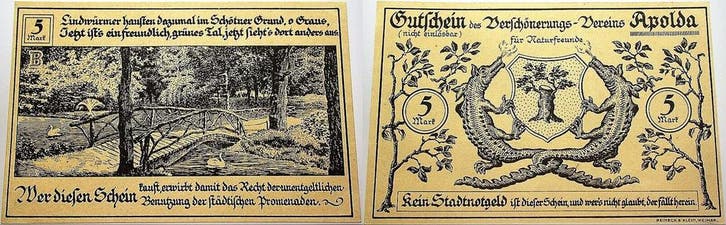 5 Mark ohne Jahr duitse Serienscheine Apolda 1918-1922, Postzegels en Munten, Munten | Nederland, Verzenden