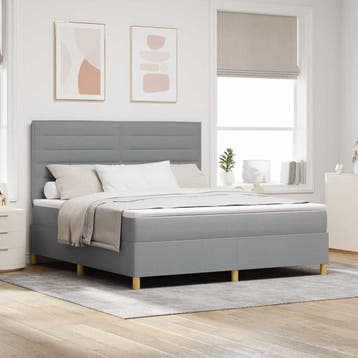 vidaXL LED Box Spring Bed met hoofdeinde Lichtgrijs 180 x, Verzenden, Nieuw