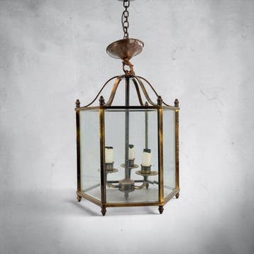 Lantaarn plafondlamp - Groot - Messing - Hexagonale zaklamp