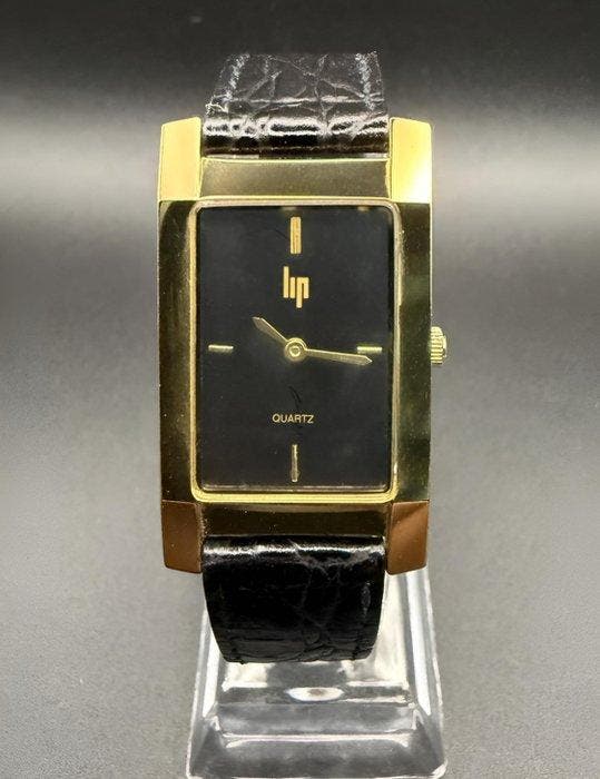 Lip - Tank Quartz – Gold-Plated - Black Dial - Sans prix de, Handtassen en Accessoires, Horloges | Heren