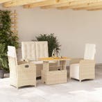 vidaXL 4-delige Tuinset met kussens poly rattan beige, Verzenden, Nieuw, Tuinset