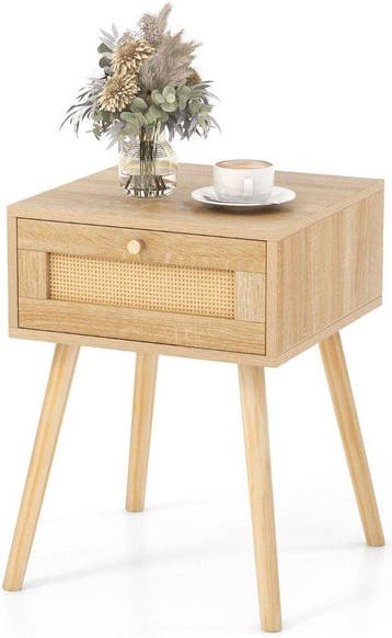 2dekans | Coast Nachtkastje - Rotan - Eiken - 40 x 40 x 55, Ophalen of Verzenden