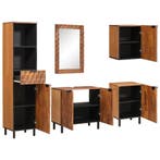 vidaXL Badkamer Sets 5 pcs Acacia Bruine Winish Massief, Huis en Inrichting, Verzenden, Nieuw