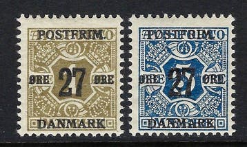 Denemarken 1918 - 27 erts Voorlopig overdruk - Certificaat, Gestempeld
