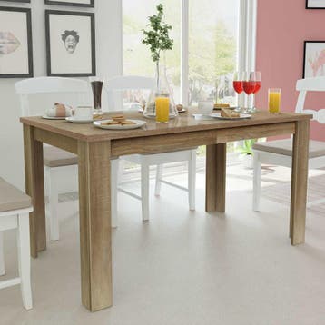 vidaXL Eettafel 140x80x75 cm eikenkleurig, Verzenden
