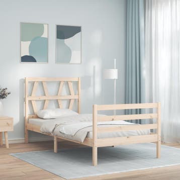 vidaXL Bedframe met hoofdbord massief hout, Verzenden, Nieuw