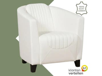 Leren fauteuil Press Special - Toledo Purewhite (wit) -, Huis en Inrichting, Fauteuils, Nieuw, Ophalen of Verzenden, Eigentijds, Klassiek, Retro, Romantisch, Vintage
