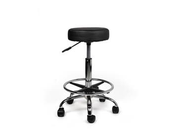 Tabouret Zwart - Standaard Zithoogte met Voetsteun, In hoogte verstelbaar, Nieuw