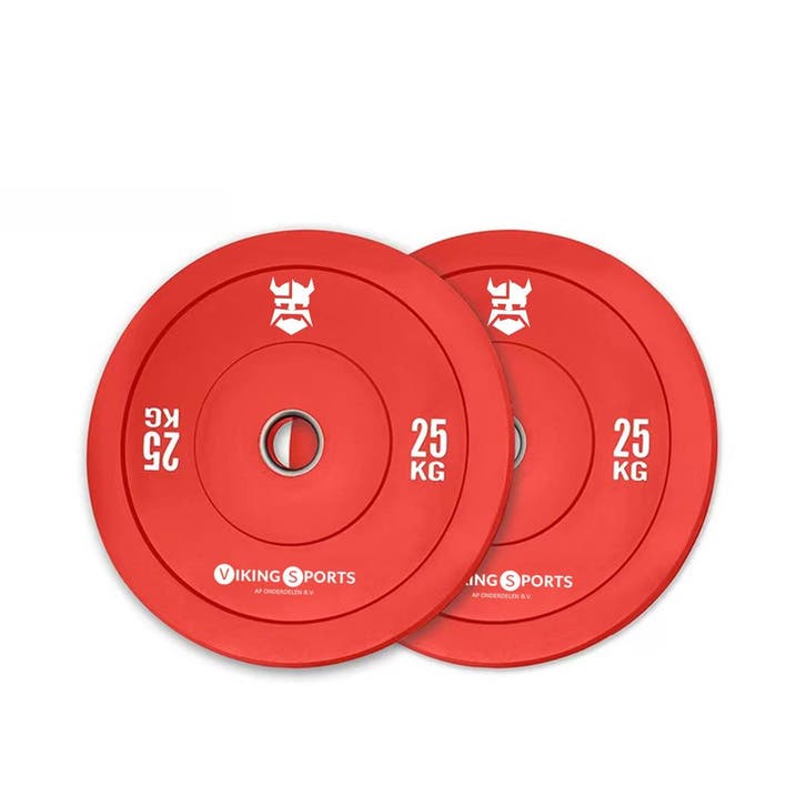 Halterschijf 25kg Rood Rubber | Nieuw | Scherpe Prijs, Sport en Fitness, Fitnessapparatuur, Benen, Nieuw, Metaal, Overige typen