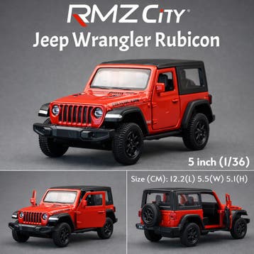 Jeep wrangler rubicon schaalmodel (schaal 1:36, rood), Verzenden, Nieuw