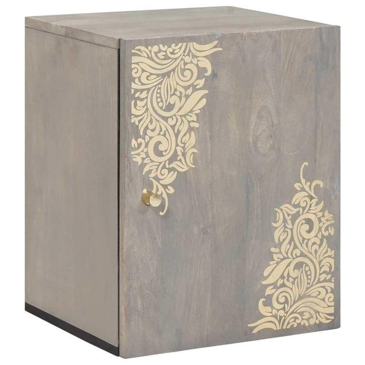 vidaXL Wandkast met opslag Grijs 38 x 33 x 48 cm Massief, Maison & Meubles, Tables | Coiffeuses, Envoi