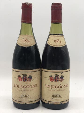 2 x 75cl Bourgogne Rouge Thorin 1984 (rood), Ophalen of Verzenden, Nieuw, Frankrijk, Rode wijn