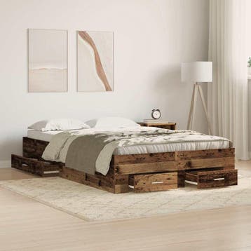 vidaXL Bedframe met lade met opslag Oud Hout 120 x 200 cm, Verzenden, Nieuw