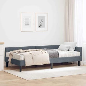 vidaXL Hoekbedframe met Matras Anders 2 st Grijs Fluweel, Huis en Inrichting, Slaapkamer | Bedden, Verzenden, Nieuw