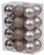 Kerstballen kunststof onbreekbaar peach mauve combi 4 cm 24, Nieuw