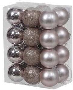 Kerstballen kunststof onbreekbaar peach mauve combi 4 cm 24, Huis en Inrichting, Nieuw
