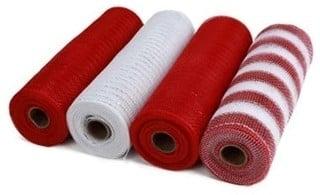Decomesh metallic set rood wit en gestreept 26 cm rol 9, Nieuw