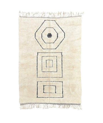 Marokkaans Berber Beni Ourain Tapijt 180 × 270 cm - wit, Nieuw