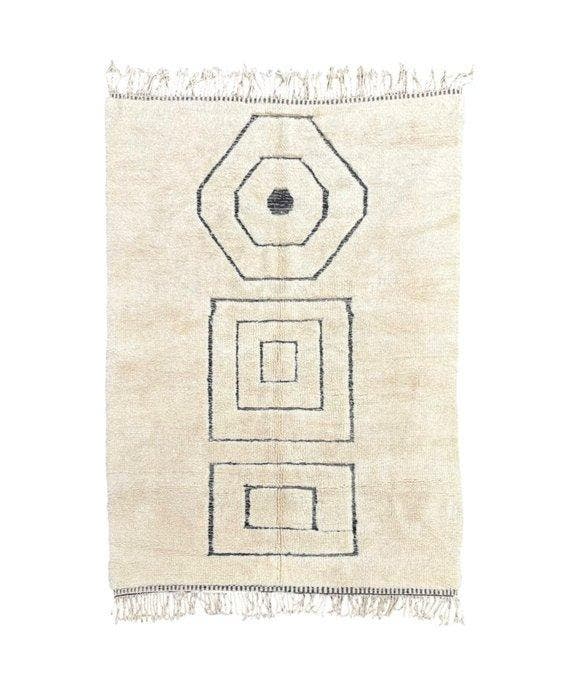 Marokkaans Berber Beni Ourain Tapijt 180 × 270 cm - wit, Huis en Inrichting, Stoffering | Tapijten en Vloerkleden