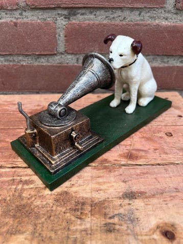 Decoratief ornament - Hond met grammofoonspeler