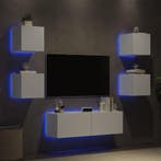 vidaXL 5-delige tv-wandmeubelset met LED-verlichting wit, Huis en Inrichting, Kasten |Televisiemeubels, Verzenden, Nieuw