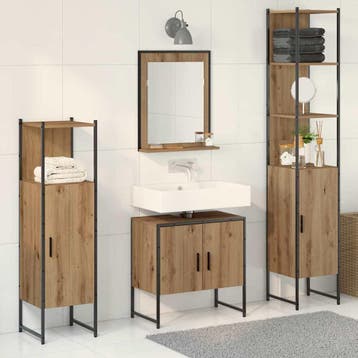 vidaXL Badkamermeubel Set 4 st Bruin 33 x 33 x 185,5 cm, Verzenden, Nieuw