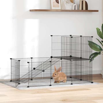 vidaXL Huisdierenkooi met deur 20 panelen 105x70x70 cm staal, Verzenden, Nieuw
