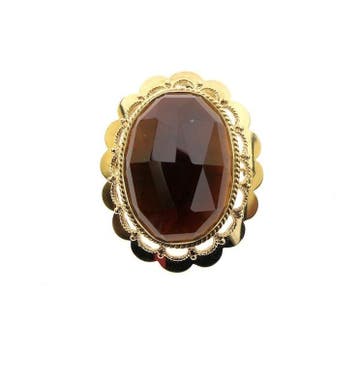 Antiek gouden broche/hanger met granaat (Hanger of bedel), Ophalen of Verzenden