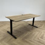 verstelbaar bureau 180x80 cm,  natuur eiken  - zwart, Huis en Inrichting, In hoogte verstelbaar, Gebruikt