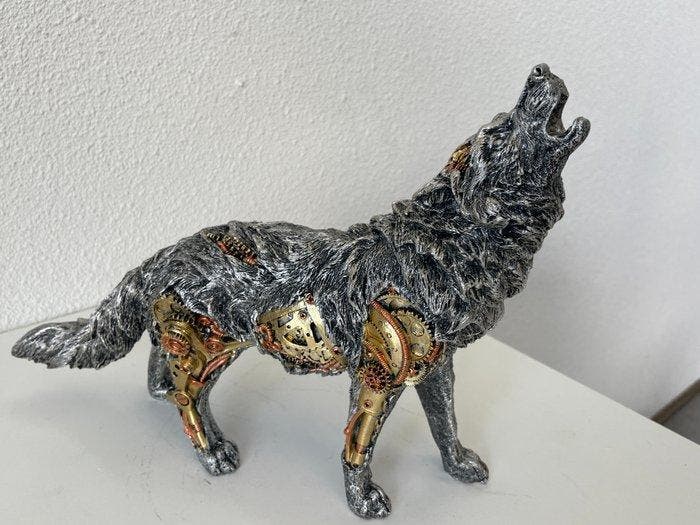 Exclusief S.Buru - sculptuur, XXL STATUE-signed-Howling, Antiquités & Art, Curiosités & Brocante