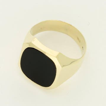 Ring - 14 karaat Geel goud - Onyx