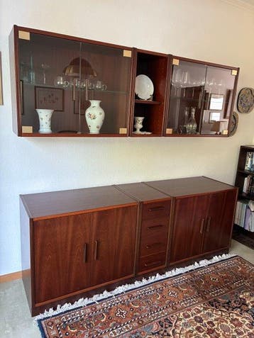 Hülsta - Dressoir - Model 16, maat 234 - Mahonie, Glas, Hout