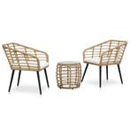 vidaXL 3-delige Bistroset poly rattan eikenkleurig, Tuin en Terras, Tuinsets en Loungesets, Verzenden, Nieuw