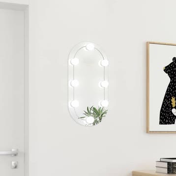 vidaXL Spiegel met LED-verlichting ovaal 60x30 cm glas, Maison & Meubles, Verzenden