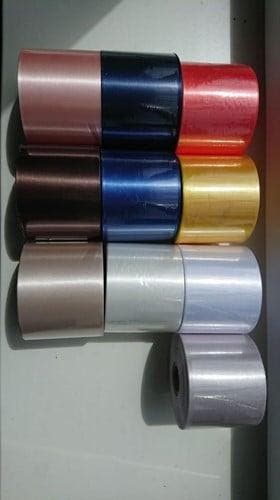 Bedrukt lint Champagne met Zwarte opdruk 70 mm 80 cm