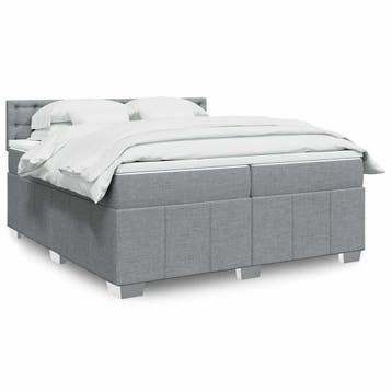 vidaXL Boxspring met matras stof lichtgrijs 200x200 cm, Verzenden, Nieuw