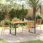 vidaXL Tuin Eettafel Set 5 pcs Beige Massief Acacia Hout, Tuin en Terras, Verzenden, Nieuw