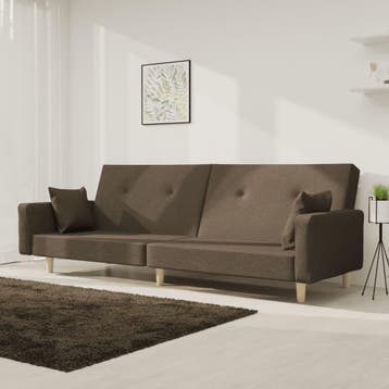 vidaXL Slaapbank / zetel 2-zits met 2 kussens stof taupe, Huis en Inrichting, Verzenden, Nieuw