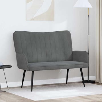 vidaXL 2-Zits Sofa Donkergrijs 115 x 61 x 87 cm fluweel, Verzenden, Nieuw