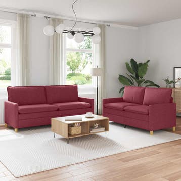 vidaXL bank / zetelstel 2 st Wijnrood Stof, Huis en Inrichting, Zetels | Zetels, Verzenden, Nieuw