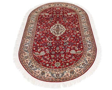 Nouveau tapis ovale en soie du Cachemire - Très fin - Tapis