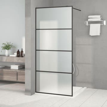 vidaXL Inloopdouchewand 90x195 cm mat ESG-glas zwart, Verzenden, Nieuw