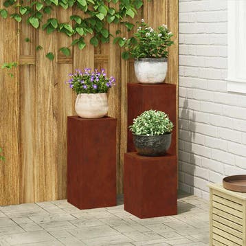 vidaXL Plantenstand 3 pcs Roestig Cortenstaal, Verzenden, Nieuw