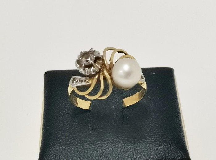 Ring - 18 karaat Geel goud Parel - Citrino, Bijoux, Sacs & Beauté, Bagues