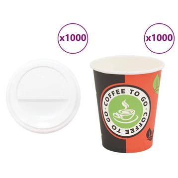 vidaXL Papieren koffiekopjes met deksel 1000 st 8oz 240 ml, Verzenden