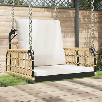 vidaXL Schommelstoel met kussens 63x58x39 cm poly rattan en, Verzenden