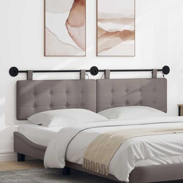 vidaXL Hangend hoofdbord Taupe Stof, Verzenden
