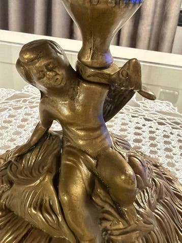 sculptuur, Alzata calice centrotavola con Putto - 21.5 cm -, Antiek en Kunst