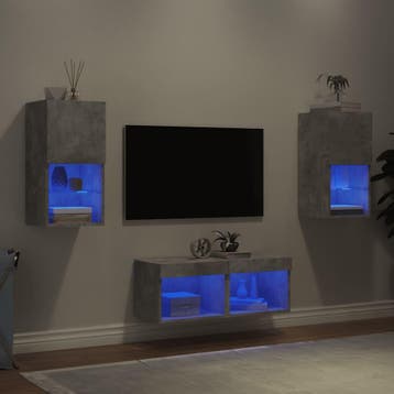 vidaXL 4-delige tv-wandmeubelset met LED-verlichting, Verzenden, Nieuw